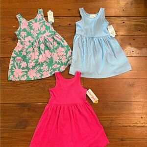 Cat & Jack Girls' Sleeveless Knit Dress - Pink, Light Blue, Green Floral